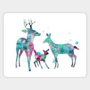 Deer Family Watercolor Painting 2 Sticker